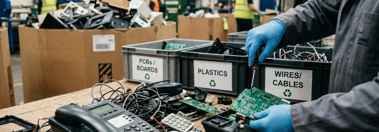 electronics pickup followed by sorting and recycling of old hardware