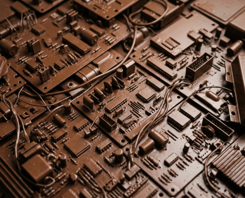 representation of an old tech and IT equipment ready for recycling