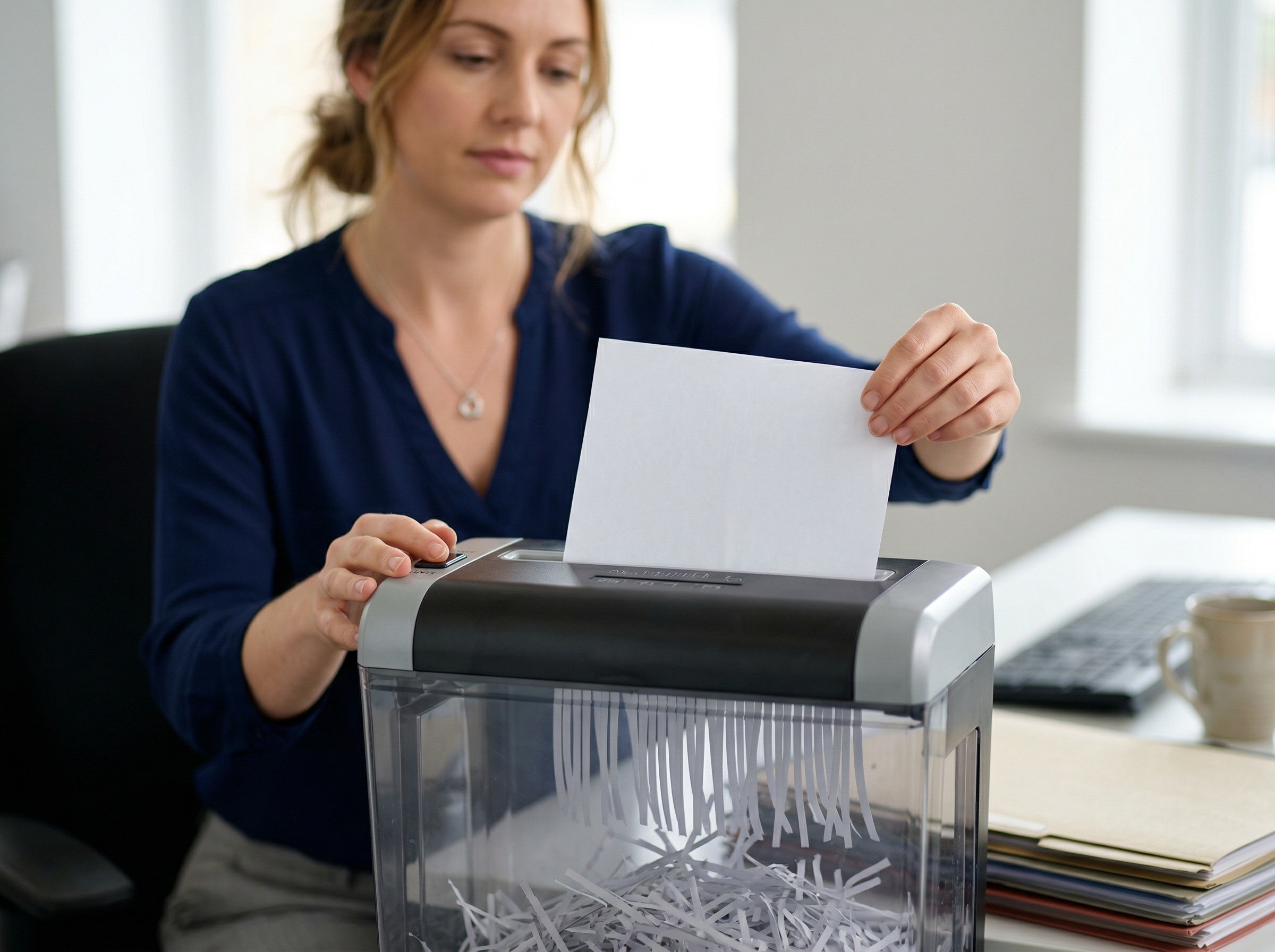 an employee does scheduled shredding of documents with sensitive information